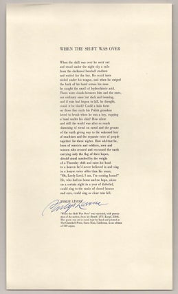 Item #190616 When The Shift Was Over (Signed Broadside). Philip LEVINE