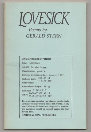 Item #190784 Lovesick: Poems. Gerald STERN
