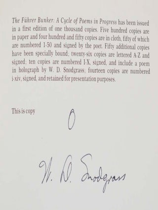 The Fuhrer Bunker: A Cycle of Poems in Progress (Signed Limited Edition)