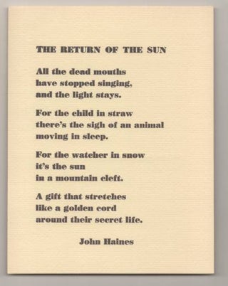 Item #192145 The Return of the Sun. John HAINES