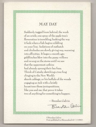 Item #192607 May Day (Signed Broadside). Brendan GALVIN