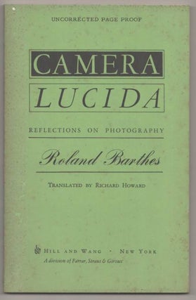 Item #192641 Camera Lucida: Reflections on Photography. Roland BARTHES, Richard Howard