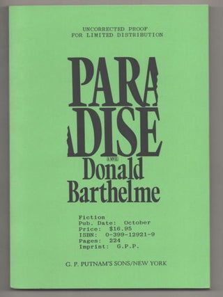 Item #192759 Paradise. Donald BARTHELME