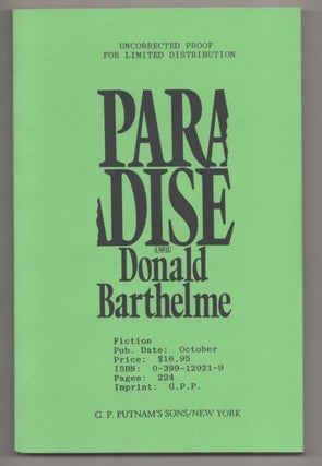 Item #192759 Paradise. Donald BARTHELME