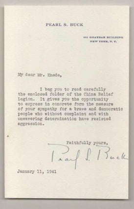 Item #193261 Typed Letter Signed. Pearl S. BUCK