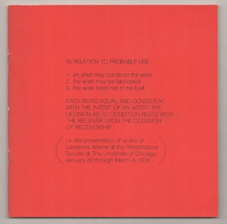 Item #194383 In Relations to Probable Use. Lawrence WEINER