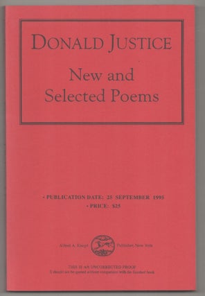 Item #194414 New and Selected Poems. Donald JUSTICE