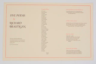 Item #195703 Five Poems (Broadside). Richard BRAUTIGAN