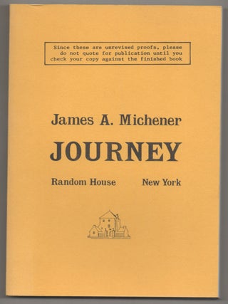 Item #195911 Journey (Uncorrected Proof). James A. MICHENER