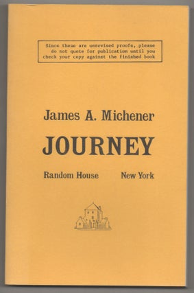 Item #195911 Journey (Uncorrected Proof). James A. MICHENER