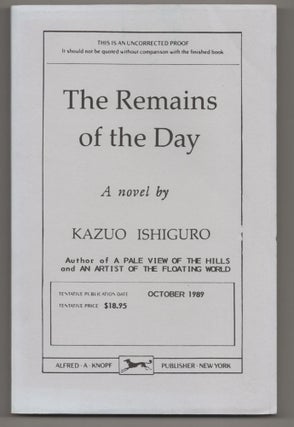 Item #196018 Remains of the Day. Kazuo ISHIGURO