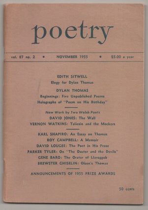 Item #196389 Poetry Vol. 87 No. 2 November 1955. Henry RAGO, Vernon Watkins Dylan Thomas,...