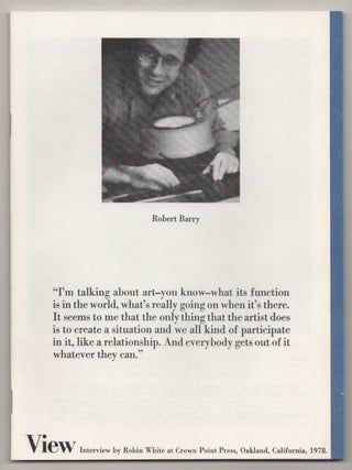 Item #196395 View Vol. 1 No. 2 Robert Barry. Robert BARRY, Robin White
