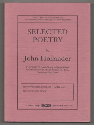 Item #196594 Selected Poetry. John HOLLANDER