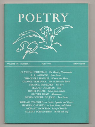 Item #197684 Poetry Magazine, Vol. 106 Number 4, July 1965. Henry RAGO, A. R. Ammons Clayton...