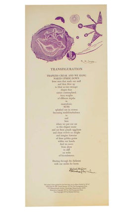 Item #199015 Transfiguration (Signed Broadside). Michael McCLURE, Karyl Klopp