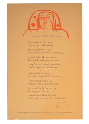 Item #199016 The Mexican Woman (Signed Broadside). Louis SIMPSON, Karyl Klopp
