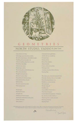 Item #199076 Geometries North Studio, Yaddo (Signed Broadside). Janet LEWIS, Michael McCurdy