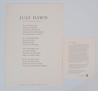 Item #199081 July Dawn (Broadside). Louise BOGAN