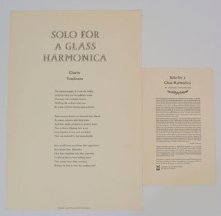 Item #199082 Solo For a Glass Harmonica (Broadside). Charles TOMLINSON
