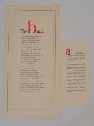 Item #199083 The House (Broadside). Karl SHAPIRO