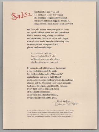 Item #200938 Salsa (Signed Broadside). Derek WALCOTT