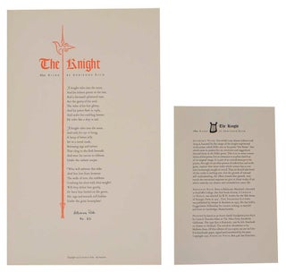 Item #203400 The Knight After Rilke (Signed Broadside First Edition). Adrienne RICH