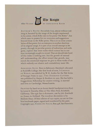 The Knight After Rilke (Signed Broadside First Edition)