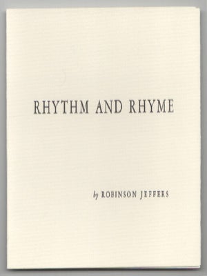 Item #203936 Rhythm and Rhyme. Robinson JEFFERS