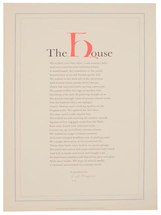 Item #204110 The House (Signed Broadside). Karl SHAPIRO