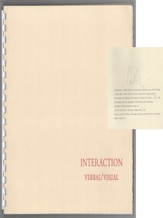Item #205966 Interaction Verbal/Vision (Signed First Edition). Carl CHIARENZA, Estelle Jussim