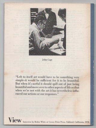 Item #206677 View: Vol. I No. 1 April, 1978 - John Cage. Robin WHITE, John Cage