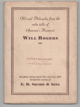 Item #209896 Wit and Philosophy from the Radio Talks of America's Humorist: Twelve Radio...