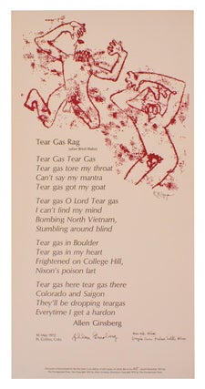 Item #212293 Tear Gas Rag (after Blind Blake) (Signed Broadside). Allen GINSBERG, Karyl Klopp