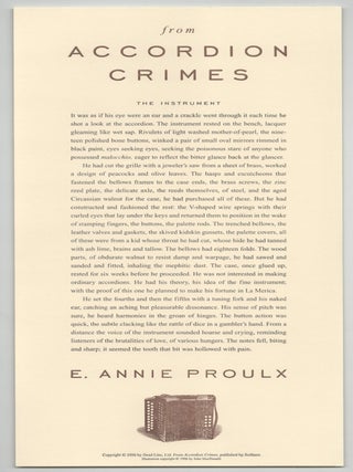 Item #212970 from Accordion Crimes. E. Annie PROULX