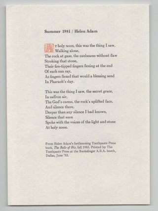 Item #213338 Summer 1981. Helen ADAM
