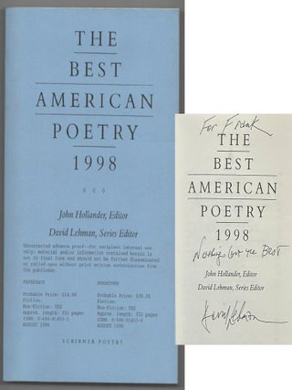 Item #216237 The Best American Poetry 1998 (Signed). John HOLLANDER, David Lehman